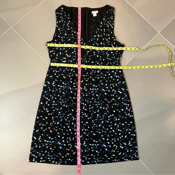 J.CREW Painted Dot Dress Black Blue Green White V-Neck Pleated C3871 Size 8 - Picture 12 of 12